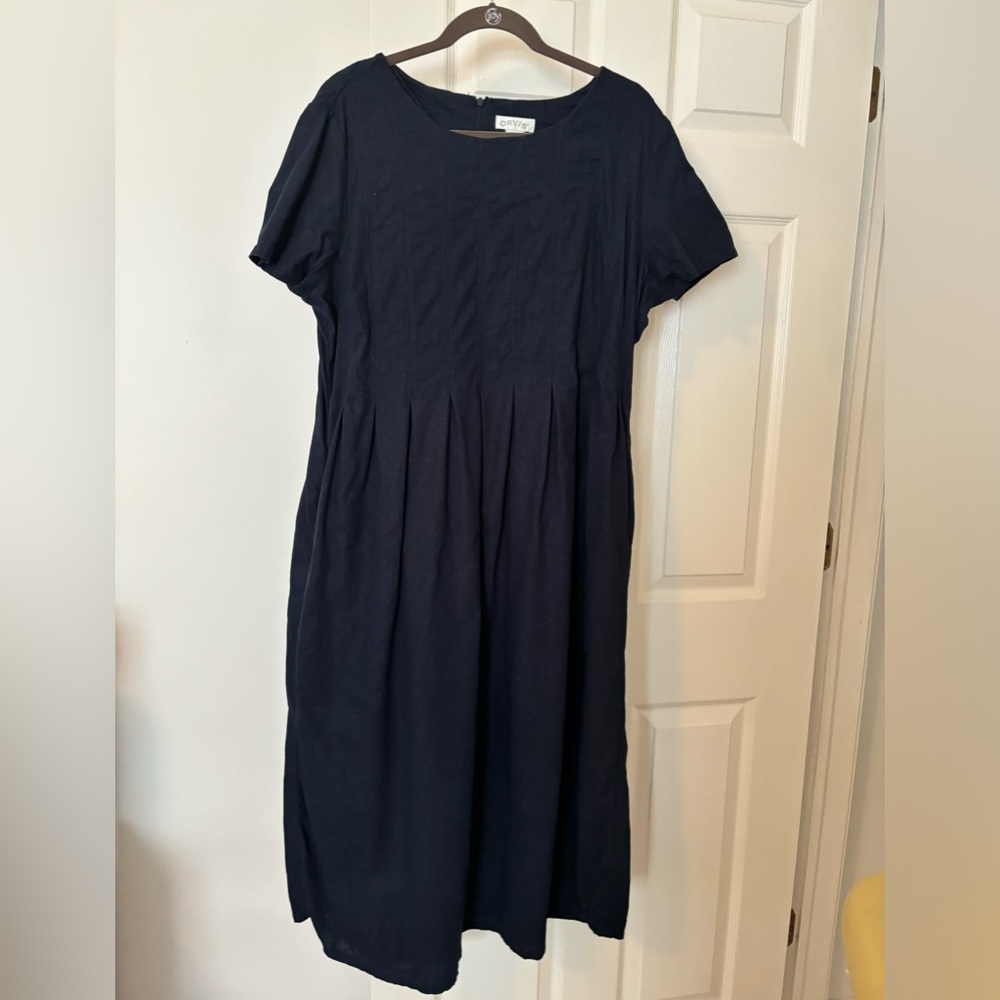 Orvis navy blue midi length dress